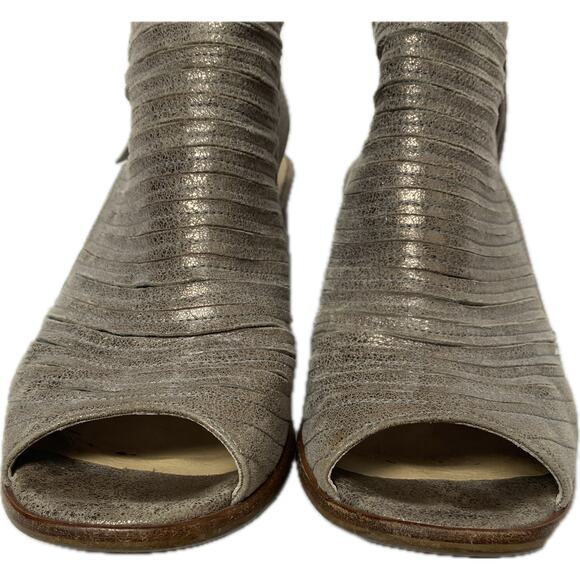PAUL GREEN‎ Cayanne Peep Toe High Heel Booties SZ 9 US / 6.5 UK Metallic Leather - Picture 4 of 15